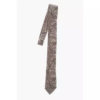 CC COLLECTION Галстук из шелка и шерсти с узором пейсли Corneliani, коричневый