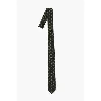 CC COLLECTION Галстук из шерсти с геометрическим узором Corneliani, зеленый