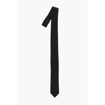 CC COLLECTION Галстук из шерстяной смеси в горошек Corneliani, черный