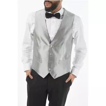 CC COLLECTION Шелковый жилет REWARD CERIMONIA на 4 пуговицах Corneliani, White