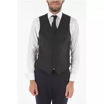 CC COLLECTION Жилет REFINED из натуральной шерсти с застежкой на 5 пуговиц Corneliani, Blue