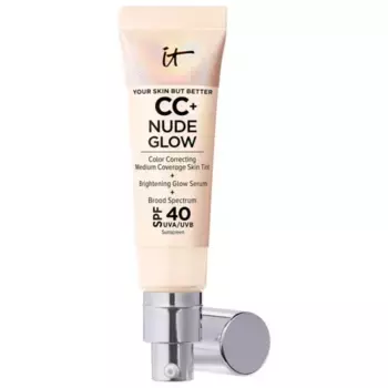 Cc+ nude glow легкая тональная основа + сыворотка для сияния с spf 40 и ниацинамидом It Cosmetics, цвет fair ivory