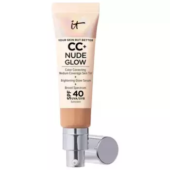 Cc+ nude glow легкая тональная основа + сыворотка для сияния с spf 40 и ниацинамидом It Cosmetics, цвет medium tan