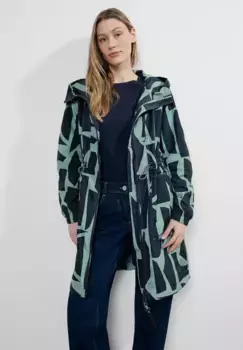 Cecil длинное пальто с капюшоном, зеленый