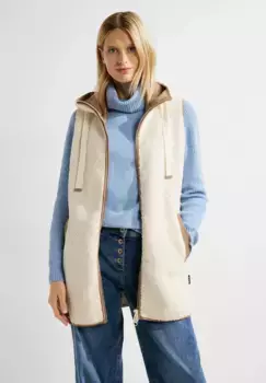 Cecil стеганый жилет "Тедди меховой велюровый жилет", на двусторонней молнии, цвет Birch White