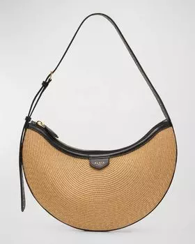 Цельная сумка через плечо Demi из бумажной соломки и кожи ALAIA, цвет Naturel