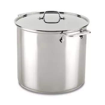 Цельнометаллическая кастрюля из нержавеющей стали на 16 литров All-Clad, серебряный