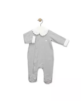 Цельный детский комбинезон с боковым разрезом и воротником-стойкой BABID, серый