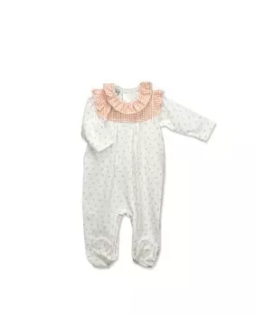 Цельный детский комбинезон с рюшами на шее лимонного принта BABID, оранжевый