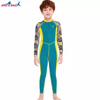 Цельный гидрокостюм SBART Defsel для мальчиков, быстросохнущий костюм медузы с длинными рукавами, синий — обратите внимание на размер при размещении заказа