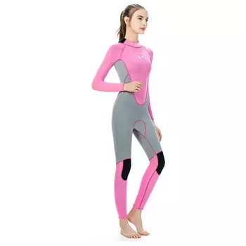Цельный гидрокостюм SLINX 3 мм для серфинга, утолщенные брюки с длинными рукавами, женский купальник, розовый/светло-серый, XS-XL