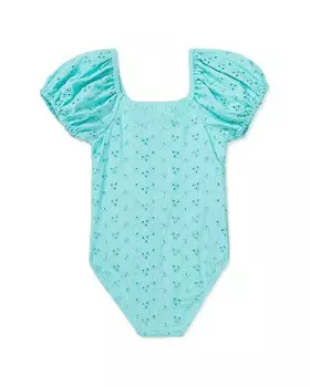 Цельный комбинезон Flapdoodles с люверсами и пышными рукавами, синий