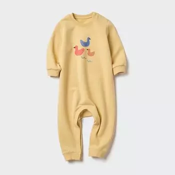 Цельный комбинезон с принтом на длинных рукавах UNIQLO, желтый