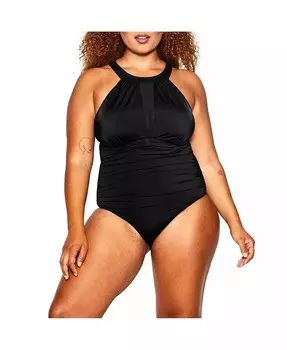 Цельный купальник Азорских островов больших размеров CITY CHIC, черный