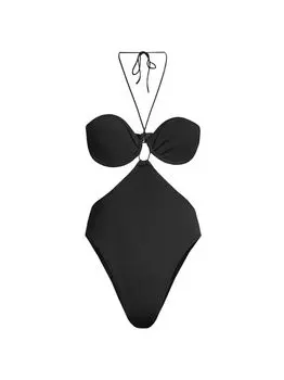 Цельный купальник Blythe O-Ring Halter Solid & Striped, черный