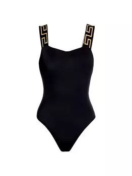 Цельный купальник Greca Border Versace, черный