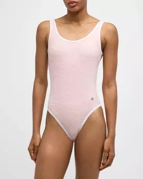 Цельный купальник из жаккарда в стиле барокко Versace, цвет 1Pt20 Dusty Rose