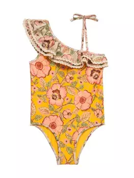 Цельный купальник Junie с оборками и цветочным принтом для маленьких девочек и девочек Zimmermann Kids, цвет spliced