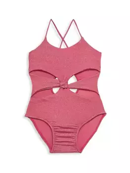Цельный купальник Karla для маленькой девочки с вырезами Little Peixoto, цвет sunset coral sparkle