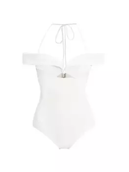 Цельный купальник Lexi с открытыми плечами Zimmermann, слоновая кость