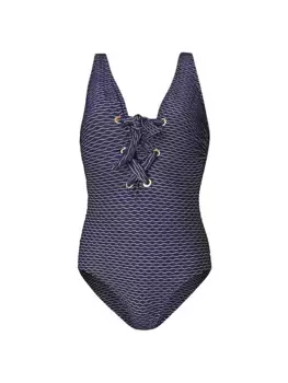 Цельный купальник на шнуровке Shoshanna, цвет navy gold