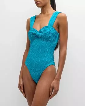 Цельный купальник Nessa с поворотом спереди SIMKHAI, цвет Bermuda