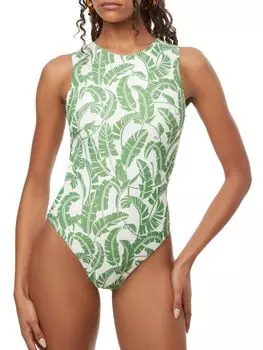 Цельный купальник с листьями Weworewhat, цвет Green Multi