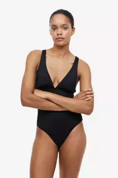 Цельный купальник с мягкими чашками H&M, черный
