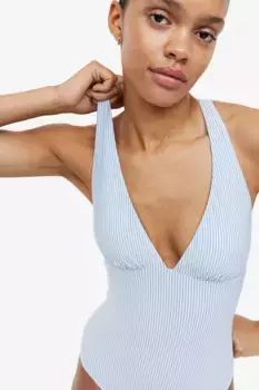 Цельный купальник с мягкими чашками H&M, синий