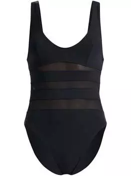 Цельный купальник с полосками Wolford, черный