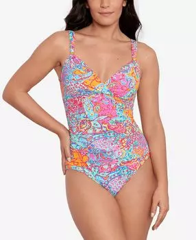 Цельный купальник с принтом surplice Lauren Ralph Lauren, мульти