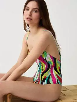 Цельный купальник с разноцветным узором Ovs, цвет green/yellow