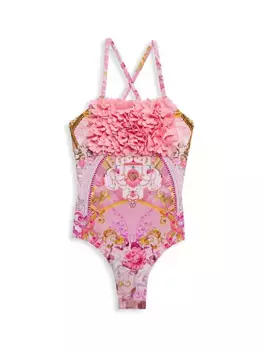 Цельный купальник с розеткой для маленьких девочек и девочек Camilla, цвет fresco fairytale