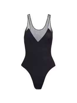 Цельный купальник с сетчатыми вставками Norma Kamali, черный