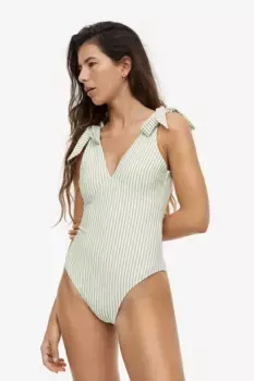 Цельный купальник с высокими штанинами H&M, зеленый