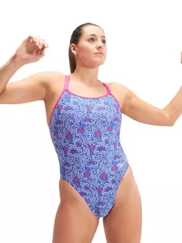 Цельный купальник Speedo ALLOVER STARBACK, синий