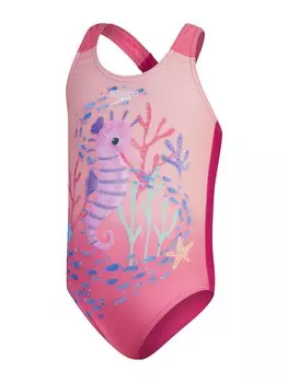 Цельный купальник Speedo GIRLS DIGITAL PRINTED SWIMSUIT, розовый