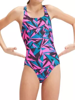 Цельный купальник Speedo GIRLS HYPER BOOM ALLOVER MEDALIST, разноцветный