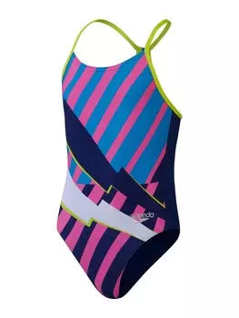 Цельный купальник Speedo GIRLS PLACEMENT LANE LINE BACK, разноцветный