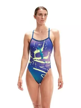 Цельный купальник Speedo PLACEMENT DIGITAL TURNBACK, фиолетовый