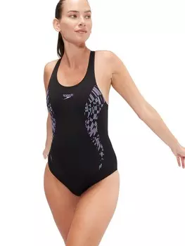 Цельный купальник Speedo WOMENS PLACEMENT MUSCLEBACK, черный
