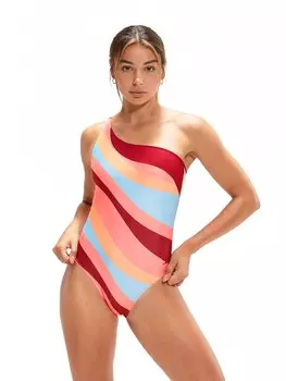 Цельный купальник Speedo WOMENS PRINTED ASYMMETRIC, разноцветный