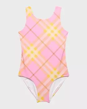 Цельный купальник Tirza для девочек в клетку, размер 4–14 Burberry, цвет Carnation Pink Check