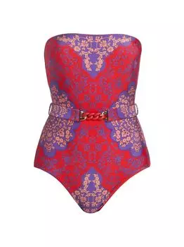 Цельный купальник Zaie с цветочным принтом и поясом Zimmermann, фиолетовый