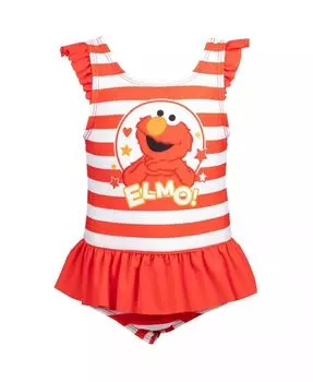 Цельный купальный костюм Elmo для девочек-малышей Sesame Street, красный