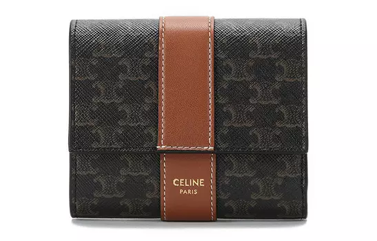 CELINE Кошелек Canvas With Leather Wallet Regular Women's Charcoal Black/Tawny