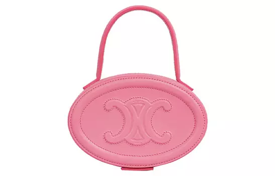 CELINE Круглая женская сумка-мессенджер Cuir Triomphe из коровьей кожи, розового цвета