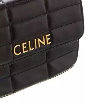 CELINE Монохромная стеганая кожаная сумка на плечо, черный