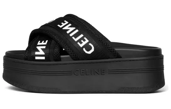 Шлепанцы женские Celine Block In Mesh & Textile, черный