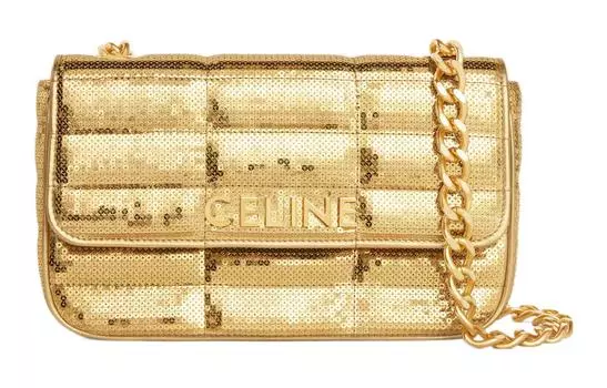 CELINE Сумка через плечо из телячьей кожи, женская, золотого цвета